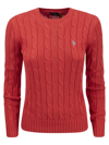Polo Ralph Lauren Cable-knit Cotton Sweater In Starboard Red