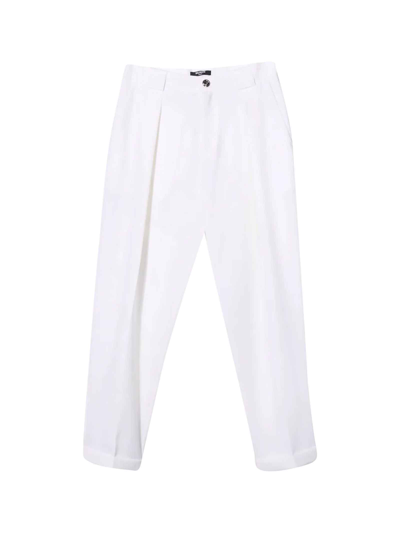 Balmain Kids' Tapered Unisex White Trousers In Bianco