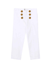Balmain Double-breasted Button Trousers In Bianco