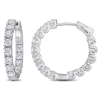 Amour Sterling Silver 3 Ct Tgw Created White Moissanite Hoop Earrings In White