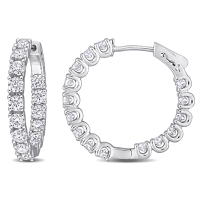 Amour Sterling Silver 3 Ct Tgw Created White Moissanite Hoop Earrings