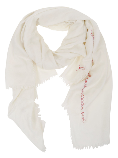 P.a.r.o.s.h. Embroidered-logo Scarf In Cream