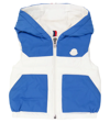 Moncler Colour-block Padded Vest In White/light Blue
