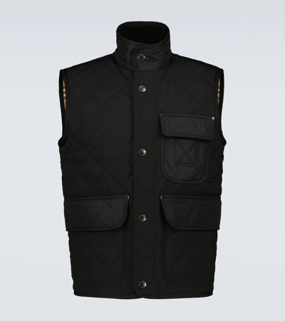 Burberry Diamond-quilted Vintage Check Lined Gilet In 黑色