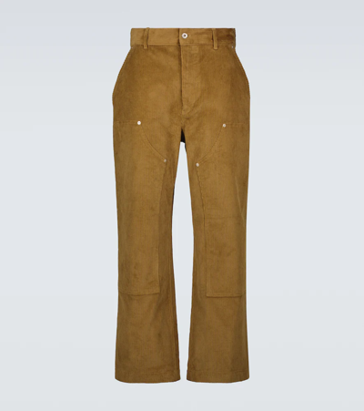 Loewe Logo-patch Cotton-corduroy Cargo Trousers In Brown
