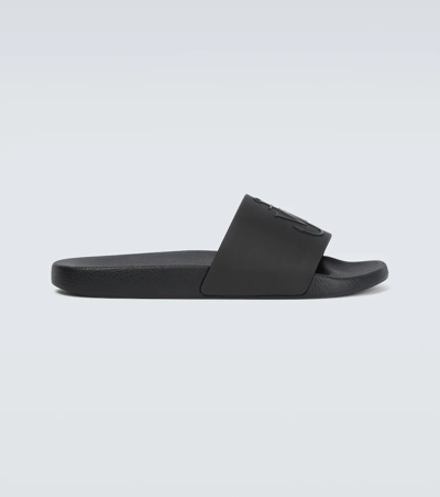 Jw Anderson Anchor-logo Brand-embossed Rubber Slides In Black