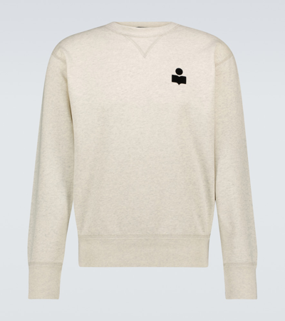 Isabel Marant Mike Flocked-logo Cotton-blend Sweatshirt In Ecru