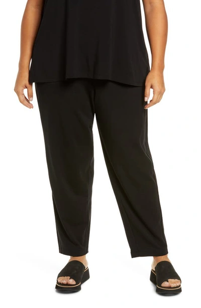 Eileen Fisher Stretch Jersey Slouch Ankle Trousers In Black