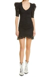 Isabel Marant Étoile Sireny Puff Long Sleeve Cotton Minidress In Black