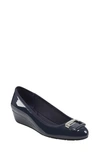Bandolino Tad Womens Padded Insole Round Toe Wedge Heels In Black Patent