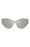 Versace Cat Eye Shield Sunglasses In Gold/ Grey Mirrored Silver