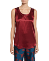 Lafayette 148 Perla Luxe Reversible Silk Charmeuse Shell In Scarlet