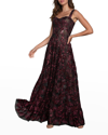 Dress The Population Women's Anabel Red Sequin Fit And Flare Gown In Port