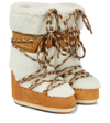 Moon Boot Icon Shearling And Suede Snow Boots In Whisky/ Off-white