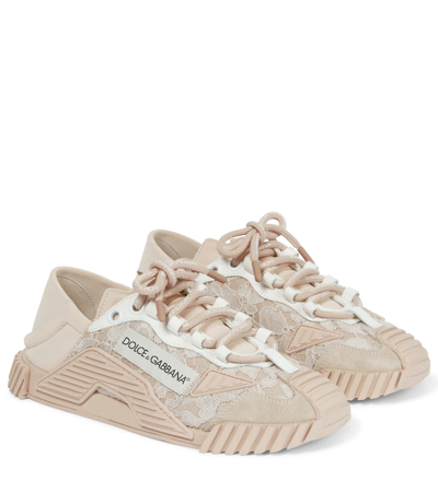 Dolce & Gabbana Ns1 Lace-trimmed Sneakers In White