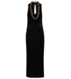 Versace Cutout Chain-embellished Satin Maxi Dress In Nero