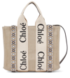 CHLOÉ WOODY SMALL EMBROIDERED CANVAS TOTE