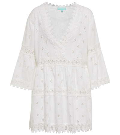 Melissa Odabash Womens White Beth Broderie Cotton Mini Dress L