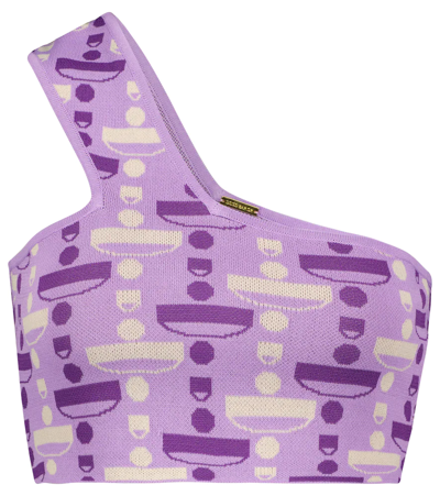 Dodo Bar Or Nova Jacquard-knit Crop Top In Purple