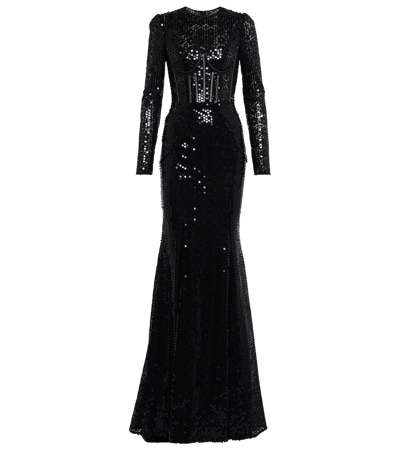 Dolce & Gabbana Women's Sequin-embellished Corset Gown In Black