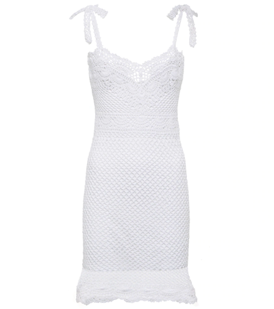 Anna Kosturova Elizabeth Cotton Crocheted Minidress In White