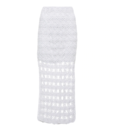 Anna Kosturova Rosette Crochet Cotton Maxi Skirt In White