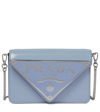 Prada Mini Leather Crossbody Bag In Celeste N