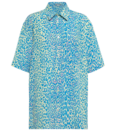 Stella Mccartney Leopard Print Short-sleeve Shirt In Blue