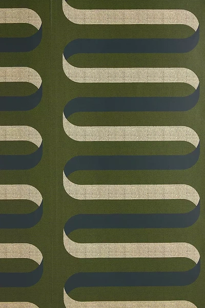 Mitchell Black Folding Ribbon Wallpaper In Green