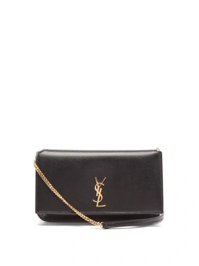 Saint Laurent Ysl-monogram Leather Cross-body Phone Holder In Black