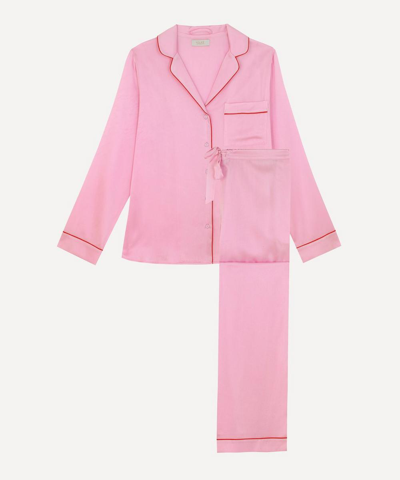 Yolke Classic Silk Pyjama Set In Pink