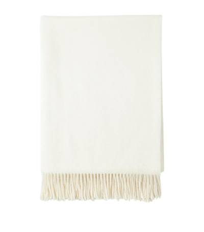 Harrods Of London Cashmere Fringed Throw (140cm X 190cm) In White