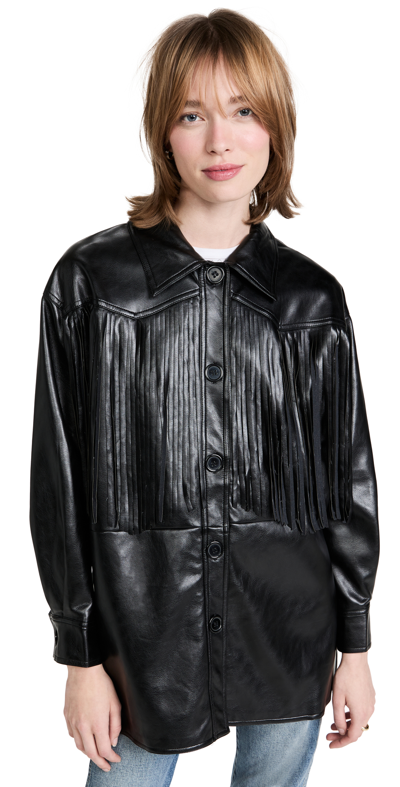 Moon River Faux Leather Jacket In Black