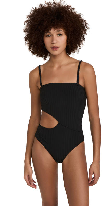 Solid & Striped Sold & Striped The Cameron Ribbed One Piece Swimsuit In Solid Rib Blackou
