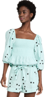 Tanya Taylor Emma Smocked Top In Sunburst Araucana Multi