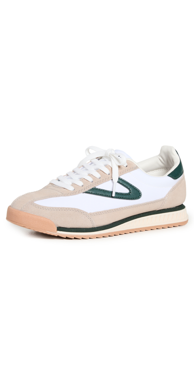 Tretorn Rawlins Womens Leather Lifestyle Casual And Fashion Sneakers In White/green