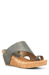 Donald Pliner Gyer Leather Wedge Sandal In Light Pewter