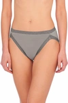 Natori Bliss French Cut Brief Panty Underwear With Lace Trim In Stone/fog