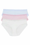 Natori Bliss Girl Brief 3 Pack Panty In Pearl Blue/macaroon/white
