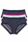 Natori Women's 3-pk. Escape Mesh Girl Brief Underwear In True Navy/skyfall/true Navy