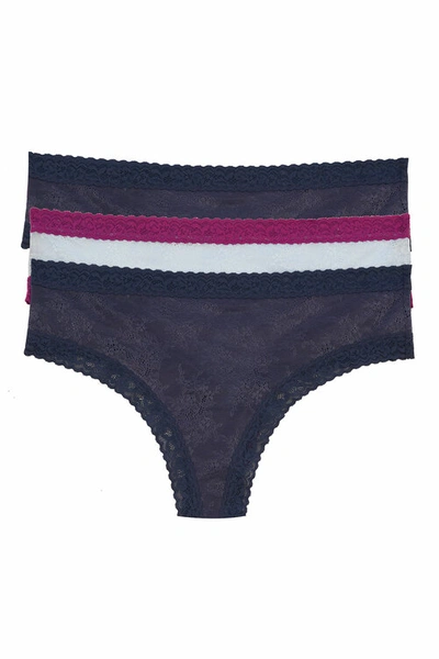 Natori Women's 3-pk. Escape Mesh Thong Underwear In Navy/skyfall/navy
