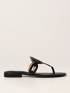 Ralph Lauren Audrie Burnished Leather Sandal In Black