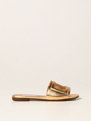 Dolce & Gabbana Kids' Slide Sandals In Laminated Leather In Gold