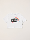 Msgm Kids' Cotton T-shirt With Logo In White