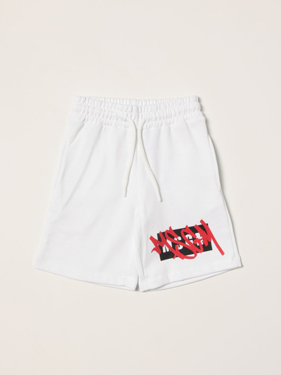 Msgm Kids' Solid-colour Track Shorts In White