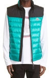 Moncler Ortac Logo-appliquéd Colour-block Quilted Shell Down Gilet In Bottle Green
