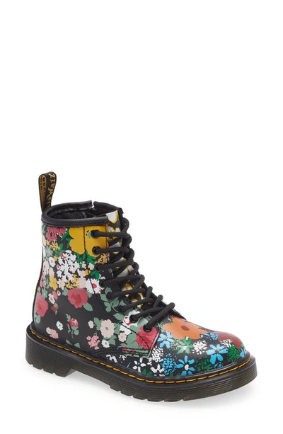 Dr. Martens' Kids' 1460 Floral-print Combat Boots In Multicolor