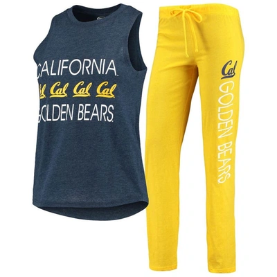 Concepts Sport Women's Navy, Gold Cal Bears Team Tank Top And Pants Sleep Set In Navy,gold-tone