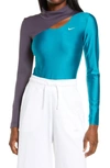 Nike X Serena Design Crew Long Sleeve Bodysuit In Bright Spruce/ Cave Purple