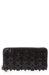 CHRISTIAN LOUBOUTIN PANETTONE EMBELLISHED CROC EMBOSSED PATENT LEATHER WALLET